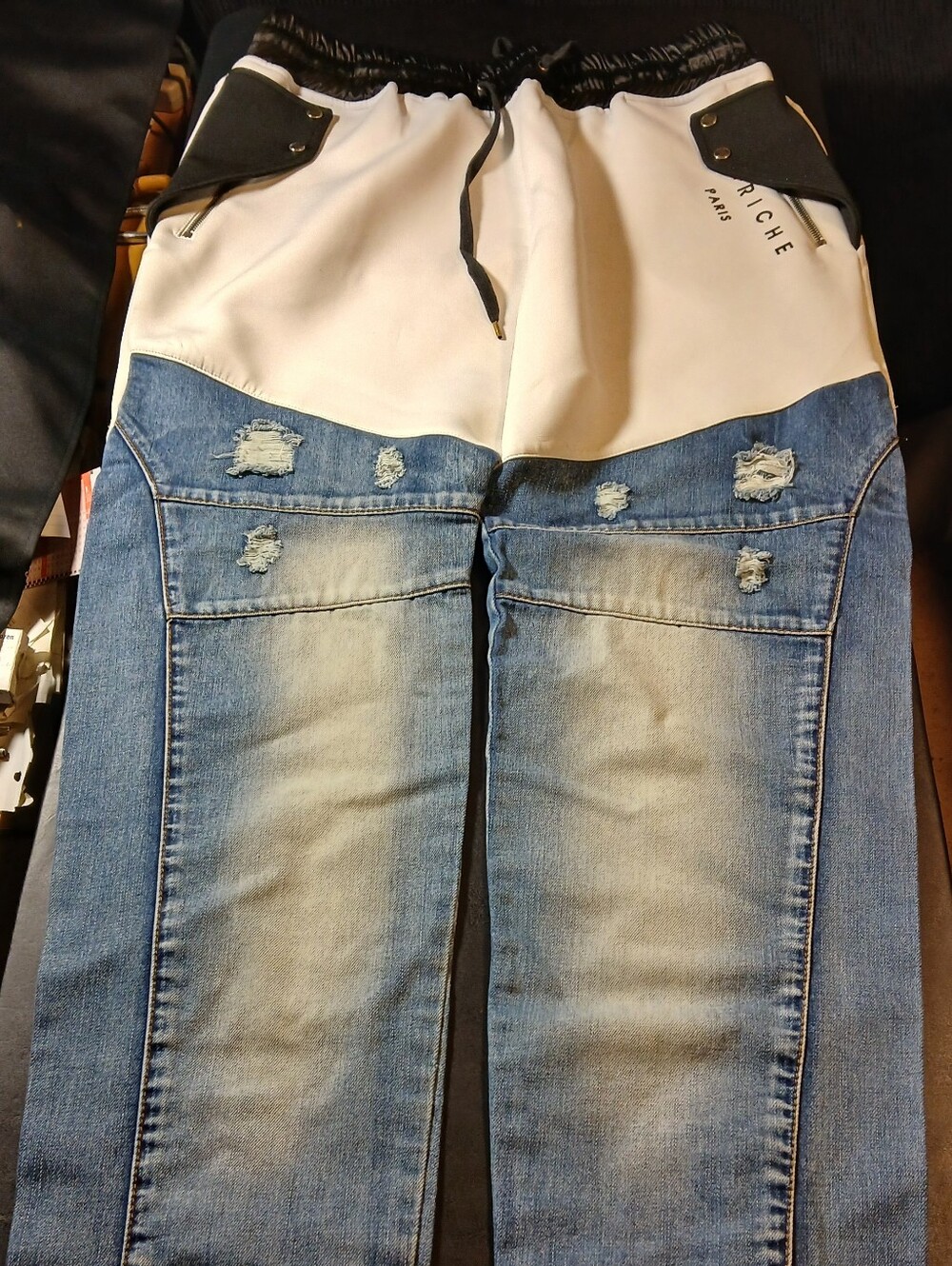 Vie+riche Paris Size XXL Jean Pants Blue Denim Cotton Blend Straight Leg